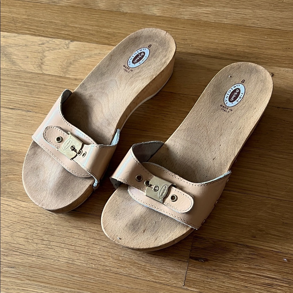 Dr. Scholl's Beige Leather Mules for Women